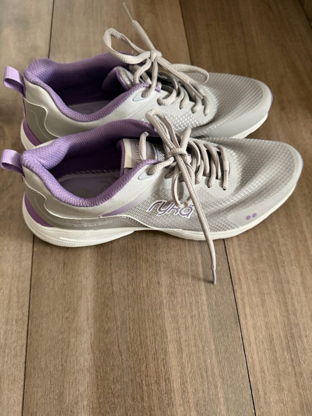 Ryka Light Gray and Lavender Lace-Up Athletic  women’s Sneakers